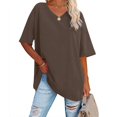 thumbnail image 2 of WEIYLL Women's T Shirts Ladies Basic Solid Color V Neck Short Sleeve Coffee Tees Sizes S, 2 of 5