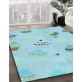 thumbnail image 3 of Ahgly Company Tapis de Zone Rectangulaire Transitionnel Bleu Tron pour Intérieur, Lavable à la Machine, 3 Pieds x 5 Pieds, 3 of 7