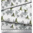 thumbnail image 1 of Soimoi Green Rayon Fabric Tree & World Map Print Sewing Fabric Yard 56 Inch Wide, 1 of 3