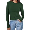 thumbnail image 1 of Dealovy Hauts de Sortie pour Femmes Chandails à Manches Longues Haut Court en Tricot Côtelé Coupe Ajustée Décontracté T-Shirts à Col Rond, 1 of 6