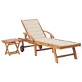 thumbnail image 1 of vidaXL Sun Lounger with Table and Cushion Solid Teak Wood, 1 of 5