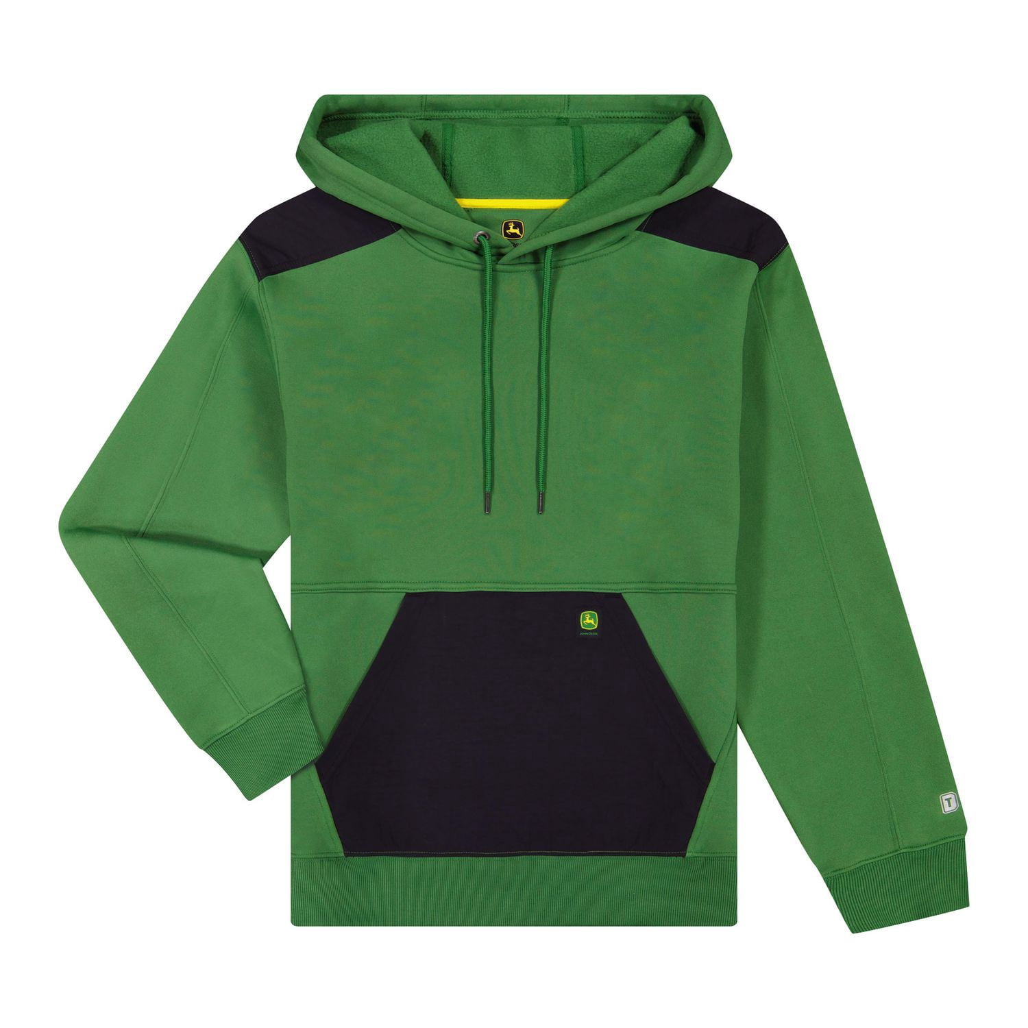 John Deere Men’s Reinforced Pull Over Fleece Hoodie with Nylon Trim, S-XL