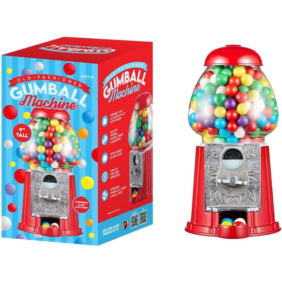 Tradeopia 9" Gumball Machine for Kids and Adults, Old Fashioned Metal Gumball Machine