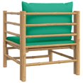 thumbnail image 3 of vidaXL Garden Sofa with Green Cushions Bamboo, 3 of 5