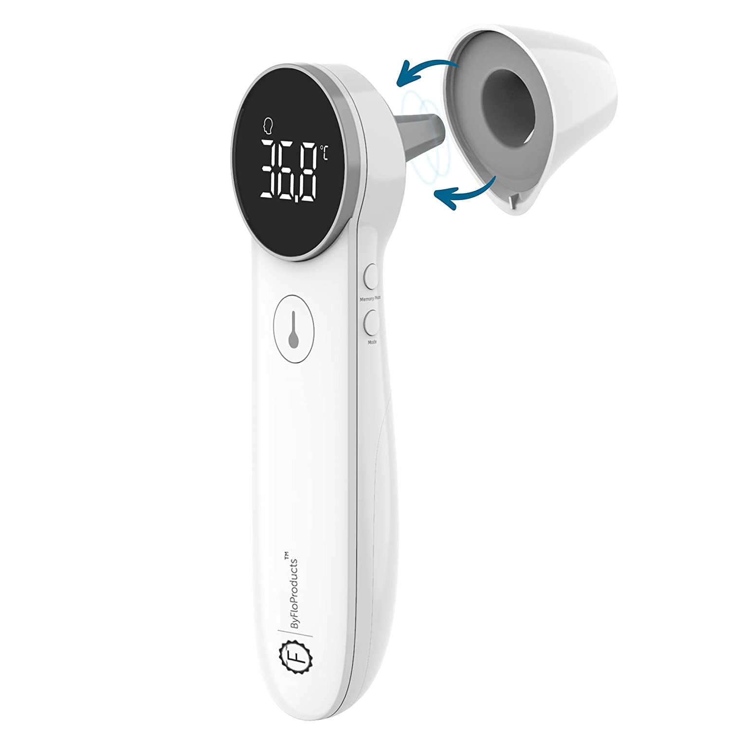 ByFloProducts, Ear and Forehead Thermometer, For Adults and Babies, Quick & Accurate Readings - Model: JPD-FR301