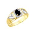 thumbnail image 4 of RYLOS Men's Rings 14K Yellow Gold Classic 7X5MM Oval Gemstone & Diamond Ring Cabochon Onyx October Birthstone Rings For Men Size 11, 4 of 7