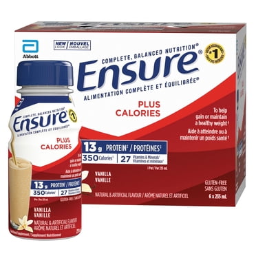 Ensure Plus Calories, Nutritional Supplement Shake, To Help With Healthy Weight Gain Or Maintenance, Vanilla, 6 x 235-mL Bottles