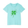 thumbnail image 1 of FAIWAD Hauts pour Enfants Garçons Filles Manches Courtes T-Shirt Graphique de la Saint-Patrick Trèfle Mignon Décontracté Col Rond, 1 of 4