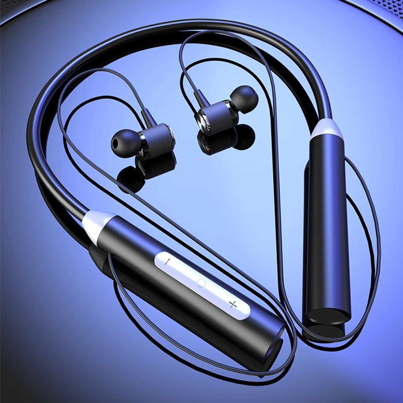 Headphones Wireless Bluetooth,Hanging Neck 5.0 Bluetooth Sports Earphones with Speakers, Three Sound Effects, and Large Capacity Battery Buttons,Black
