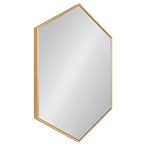 Kate and Laurel Rhodes Modern Hexagon Wall Mirror, 24" x 36", Gold, Chic Geometric Wall Mirror