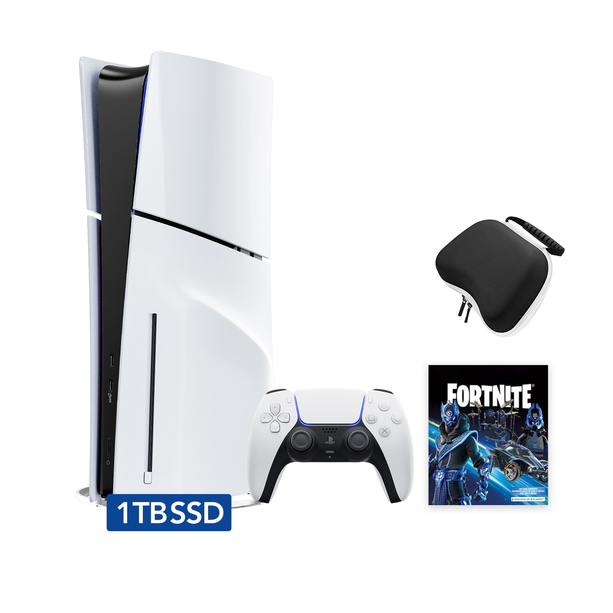 2023 New PlayStation 5 Slim Disc Edition Fortnite Cobalt Star Bundle and Mytrix Controller Case - White, Slim PS5 1TB PCIe SSD Gaming Console