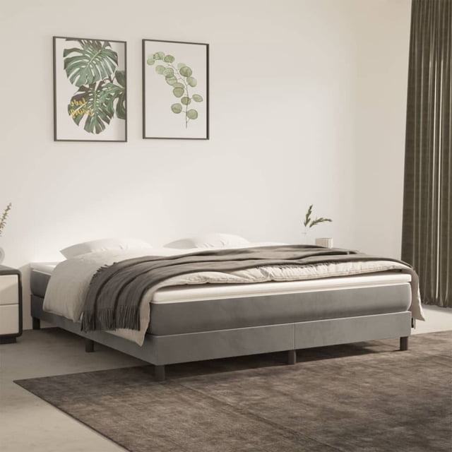 vidaXL Bed Frame Light Grey 183x213cm California King Velvet