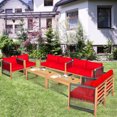 thumbnail image 2 of Costway Ensemble de Mobilier de Patio Extérieur en Bois 8 Pcs avec Coussins Blanc Rouge Housses de Coussin Ensembles Rouge, 2 of 10
