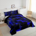 thumbnail image 2 of YST Royal Blue and Black Comforter Set Twin,3D Geometric Checkered Bedding Set for Boys Girls,Abstract Neon Square Comforter Set Reversible,Stereoscopic Geometry Grid Quilt Bed Set 2Pcs, 2 of 5