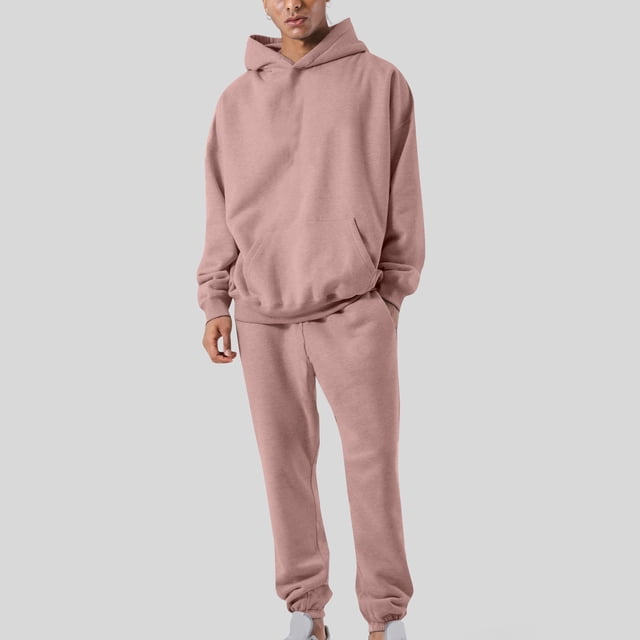 TIMIFIS Ensemble de Survêtement pour Hommes Roses 2 Pcs à Capuche, Tenue de Sport Athlétique, Chandail à Enfiler Décontracté pour Course Jogging Ensemble de Tenue de Sport SetsFall