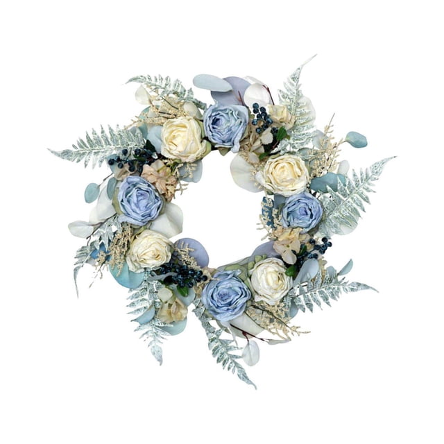 Porte d'Entrée Guirlande de Fleurs Roses Artificielles à l'Extérieur des Vacances de Bureau
