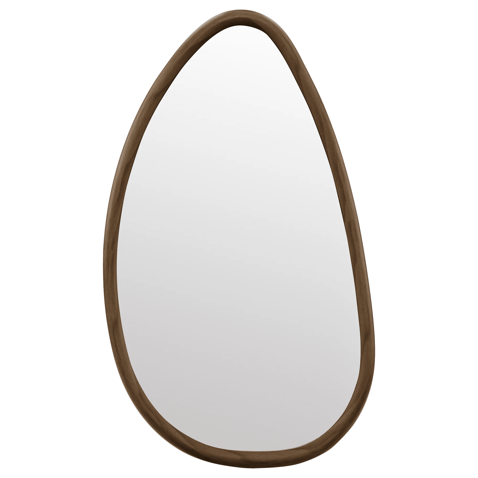 Bouclair Walnut Wood Organic Shaped Wall Mirror Accent Living Room Entryway Bedroom Display