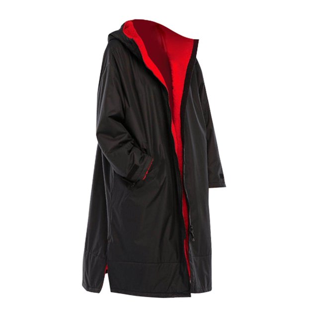 kurtrusly Waterproof Surf Changing Robe Outdoor Pool Lining Coat Lamb Wool Jacket Hooded Cloak