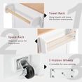thumbnail image 3 of MODERNLUXE 55.7" Rolling Kitchen Island Cart,Mobile Carts with Spice & Towel Rack, 3 Drawers,Power Outlet and 2 Drop Leaf,Portable Islands on 5 Wheels,White, 3 of 9