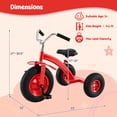 thumbnail image 3 of Gymax Kids Tricycle w/15 Inch Inflatable Rubber Tires Adjustable Handlebar & Seat Red, 3 of 10