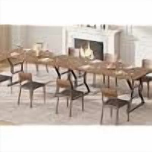 71 Table à manger industrielle de pouce pour 6-8 personnes, Table de cuisine rectangulaire avec plateau en bois et pieds en métal géométrique, Table d'agritourisme pour salle à manger, Cuisine,
