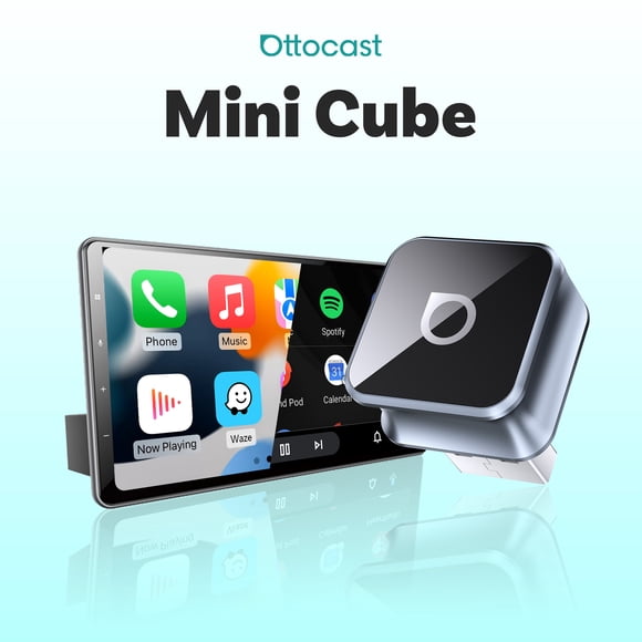 OTTOCAST Mini Cube Wireless CarPlay & Android Auto Adapter, Compact 2-in-1 Plug & Play Car Adapter