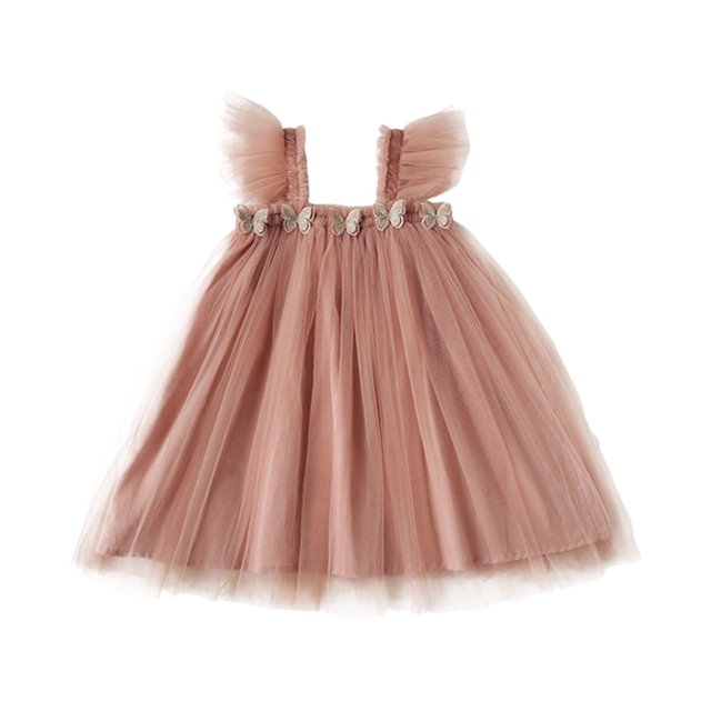 MHFRRA Robe de Printemps pour Filles Robe de Fête à Manches Volantes pour Tout-Petits Robe de Fête Dansante Vêtements 2-3 Ans