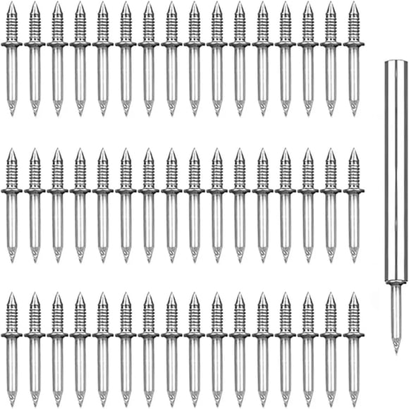 Double-Sided Seamless Nail Installation, EDHITNR No-Drill Quick Mount Skirting Thread Nails, 50PCS Double-Headed Cement Nails for Seamless Sheep Horn Angle Nail Kick Line