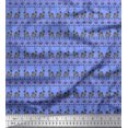 thumbnail image 1 of Soimoi Blue Cotton Jersey Fabric Flower & Rabbit Folk Art Decor Fabric Printed Yard 58 Inch Wide, 1 of 1