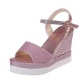 thumbnail image 2 of LSLJS Summer Ladies Shoes Fish Mouth Medium Wedge Heel Metal Buckle Women's Sandals, 2 of 4