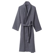 Women's Robes All Cotton Four Season Couples Lengthened Beehive Bathrobe Bathrobe Nightgown Housewear L