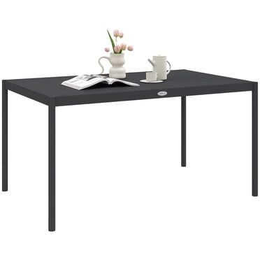 Outsunny Table à Manger d'Extérieur avec Cadre en Aluminium, Table de Jardin, Gris Foncé