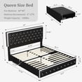 thumbnail image 3 of SIBEDS Queen LED Bed Frame with 2 Storage Drawers, PU Leather Diamond Tufted Headboard, RGB Lights, Noise Free, Black, 3 of 8