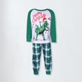 thumbnail image 3 of Family 2 Pieces Pajamas Set Crew Neck Dinosaur Printed Daily Suit (Green S Dad), 3 of 9