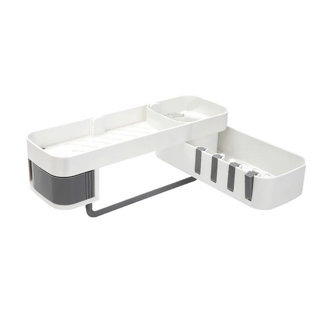 SMihono Closet Organizers and Storage for Clothes Punch-Free Rotating Storage Rack Plastic Suction Cup Bathroom Kitchen Storage Rack Organizer Shower Shelf Storage Trunks and Bag