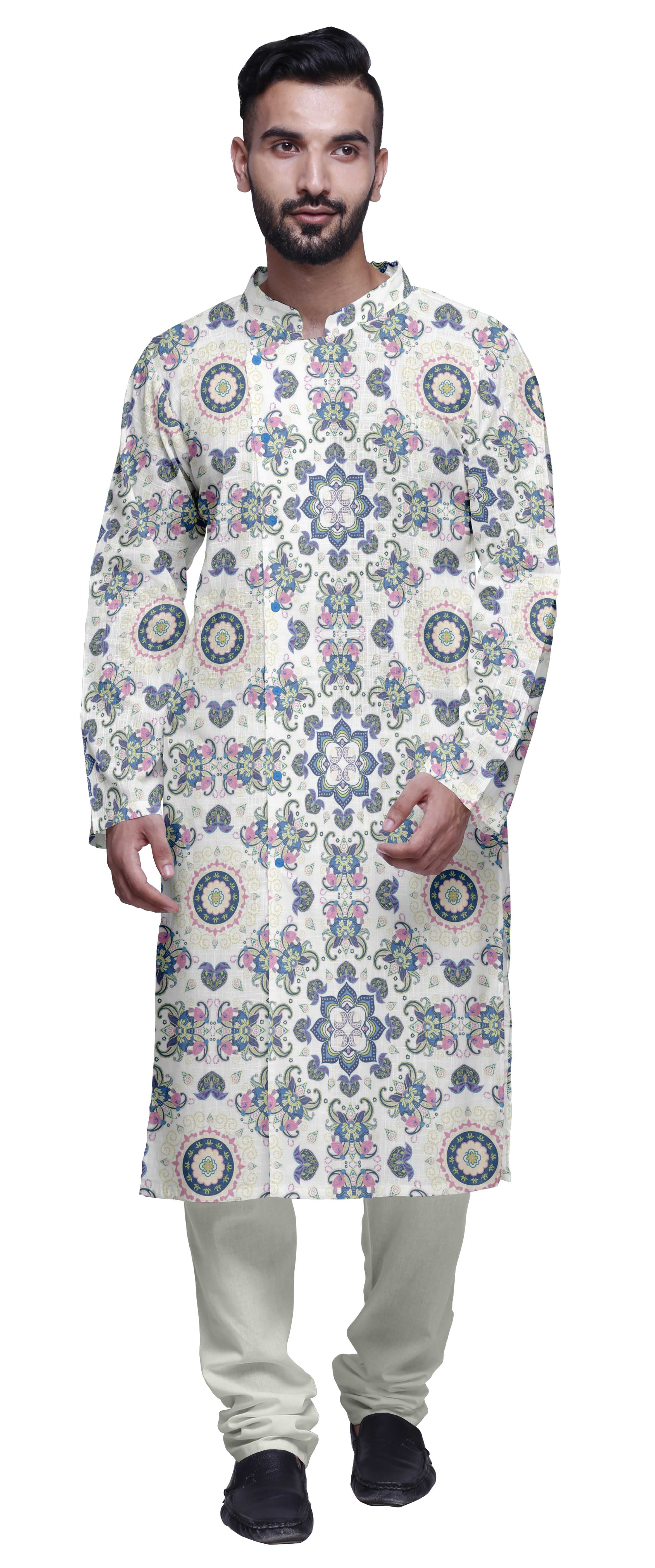 Atasi Kurta Imprimé de Designer pour Garçons Ensemble Kurta Pyjama Décontracté Vêtements Ethniques d'Été