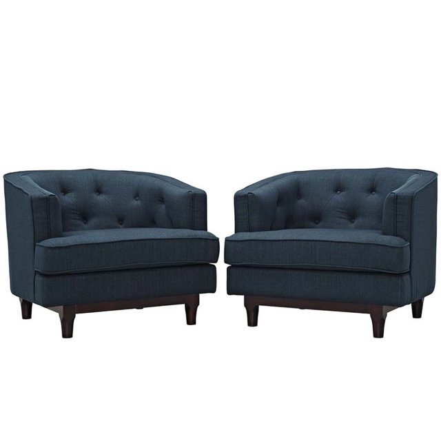 Hawthorne Collections Fauteuil à Accoudoirs en Tissu Azur (Lot de 2)