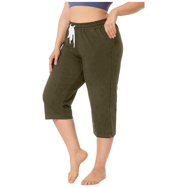 LUOGENLI Pantalon Décontracté pour Femme Pantalon Décontracté pour Femme Pantalon de Sport Uni Multicolore Taille Haute Extensible Pantalon Sept-Huitième Pantalon Décontracté pour Femme 36X29 Pantalon Décontracté pour Femme Taille Extensible Vert m