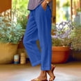 thumbnail image 2 of Dealovy Womens Cotton Linen Pants Plus Size Elastic High Waisted Solid Color Lightweight Summer Trousers, 2 of 6