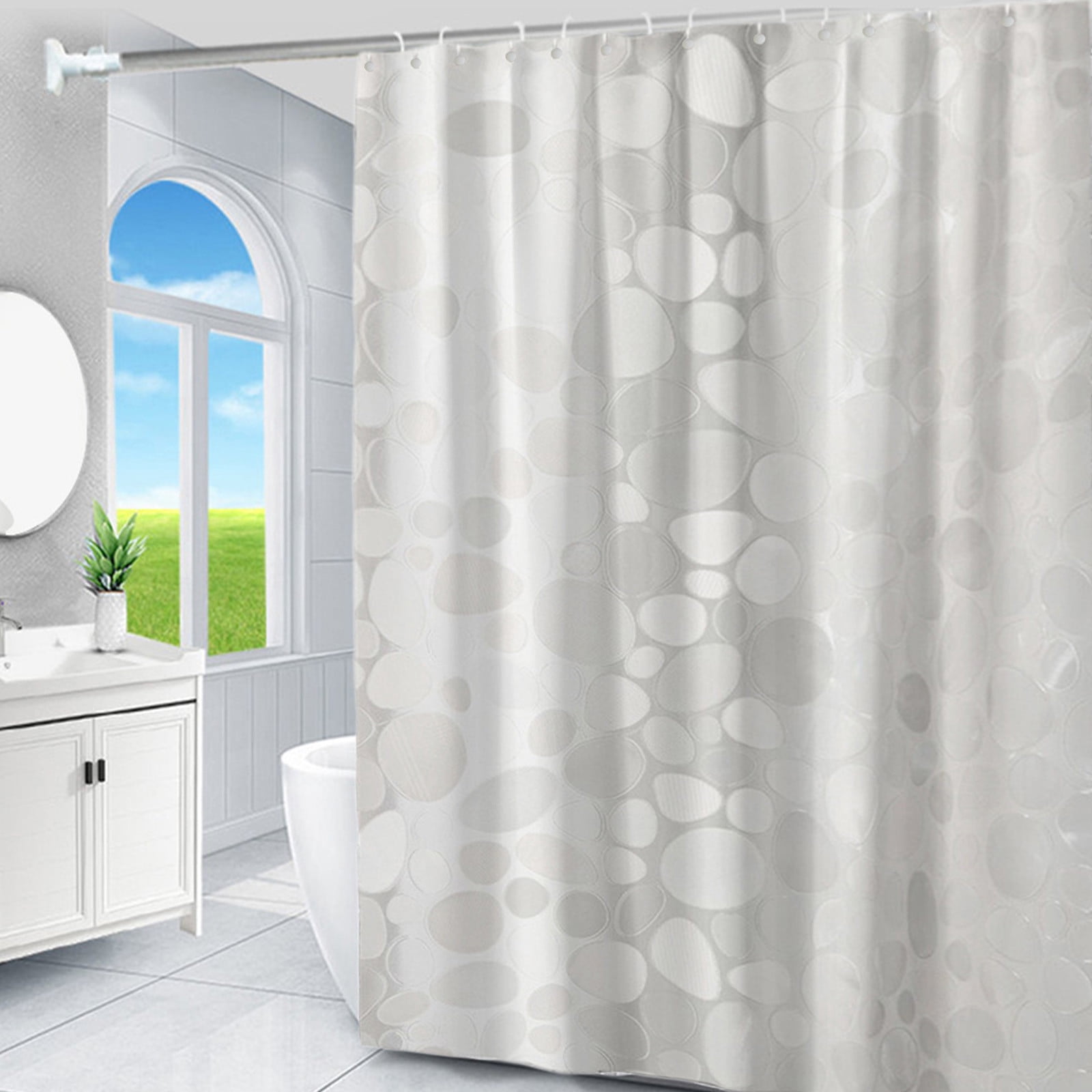 Mlkoz Curtains for Bathroom, Bathroom Shower Curtain Liner 8G EVA Thick 3 D Frosted Pebbles Plastic Shower Curtains Heavy Duty Waterproof Shower Liner No Need To Punch Holes To Provide Hook, Men Gifts