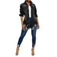 thumbnail image 2 of Women Jean Jacket Long Sleeve Classic Distressed Butterfly Denim Overized Shirt Outwear, 2 of 3