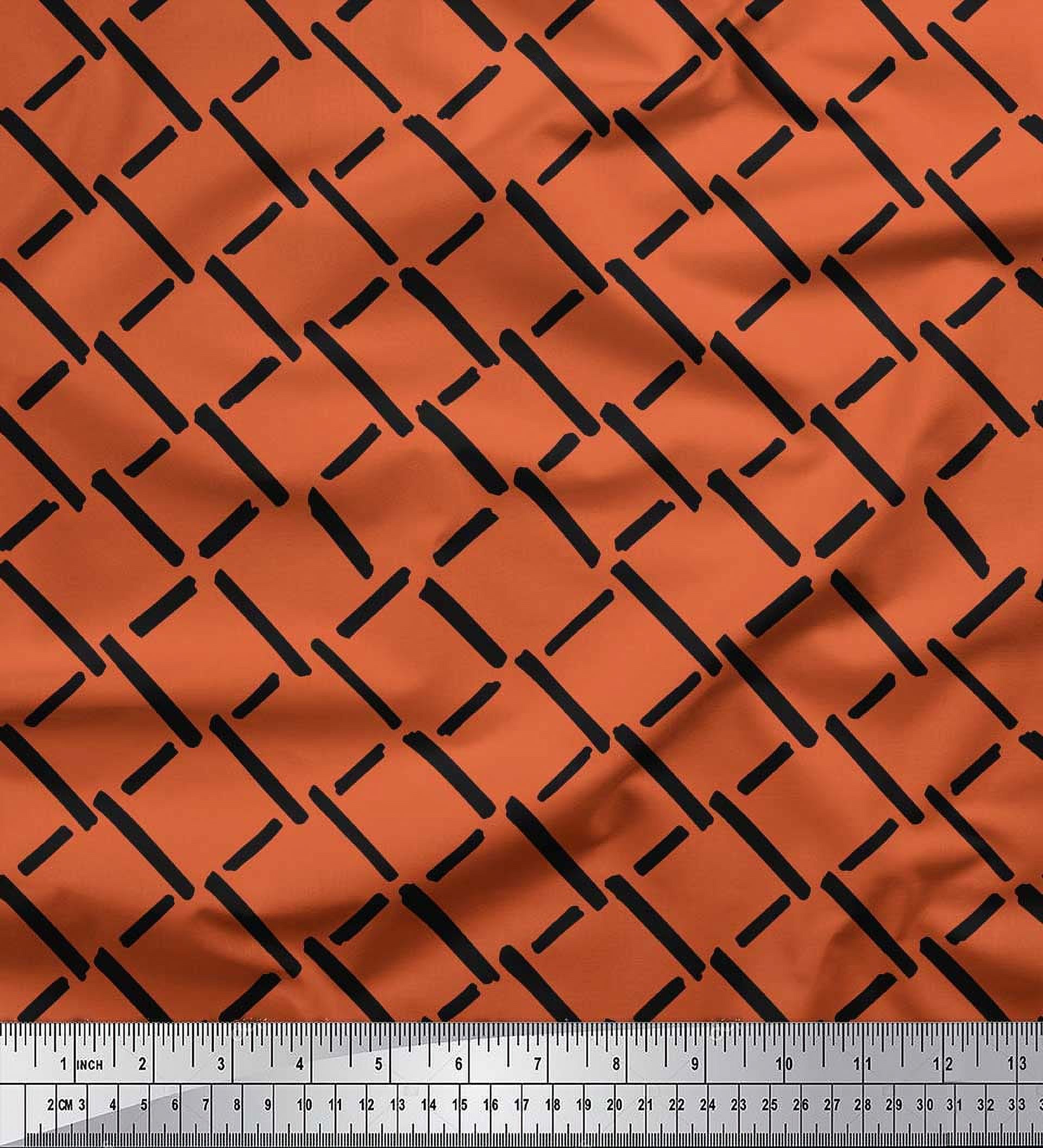 Soimoi Orange Rayon Fabric Brush Stroke Abstract Print Sewing Fabric Yard 56 Inch Wide