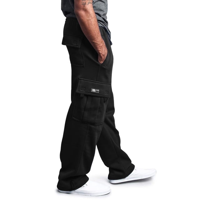 Kcodviy Men's Rope Loosening Waist Poplin Pants Solid Color Pocket Trousers Pole Sweat Pants Loose Sports Trousers