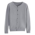thumbnail image 1 of Hontri Cardigans pour Femmes Légers Offres à Moins de 15 $, Cardigan Basique pour Femmes à Col Rond, Manches Longues, Boutonné, Gris m, 1 of 7