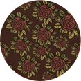 thumbnail image 1 of Ahgly Tapis Rond Lavable en Machine Intérieur Transitionnel Brun Selle, 7 Pieds Rond, 1 of 7