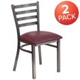 thumbnail image 3 of 2 Pk. HERCULES Series Clear Coated Ladder Back Metal Restaurant Chair - Burgundy Vinyl Seat, 3 of 8
