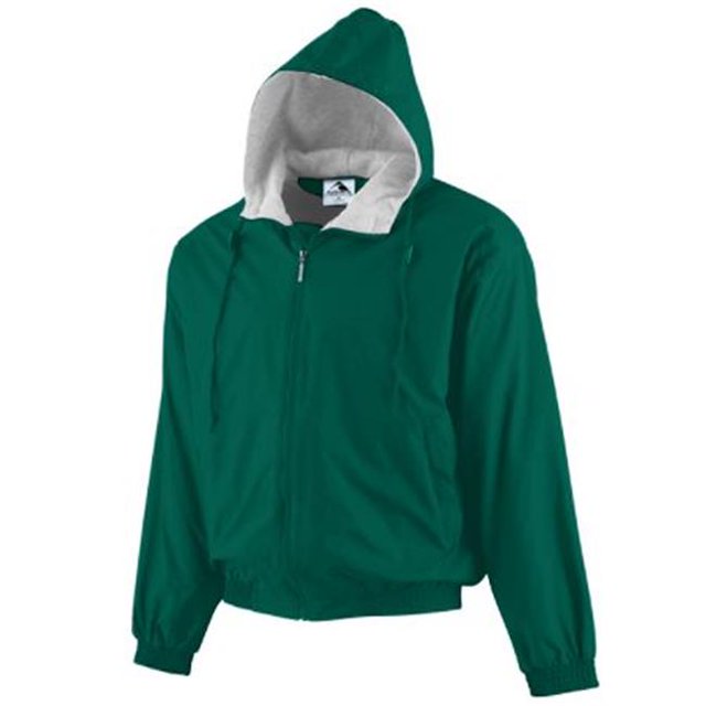 3280A Veste en Taffetas Doublée de Polaire à Capuche, Vert Foncé - 3X