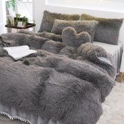Luxury Pure Plush Shaggy Warm Fleece Bedding Set Mink Duvet Cover Set