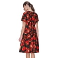 thumbnail image 2 of Bixox Robe d'Été à Manches Courtes pour Femme, Coupe Ample Évasée, Longueur Genou, avec Poches - Tomate, 2 of 7