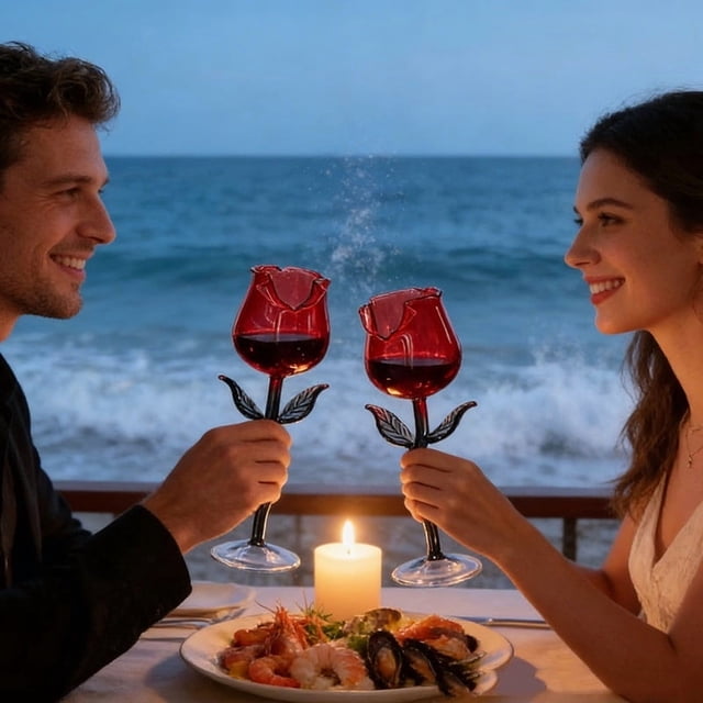 Tasse à Vin Rouge Rose Verre Haut de Gamme Tasse à Vin Haute